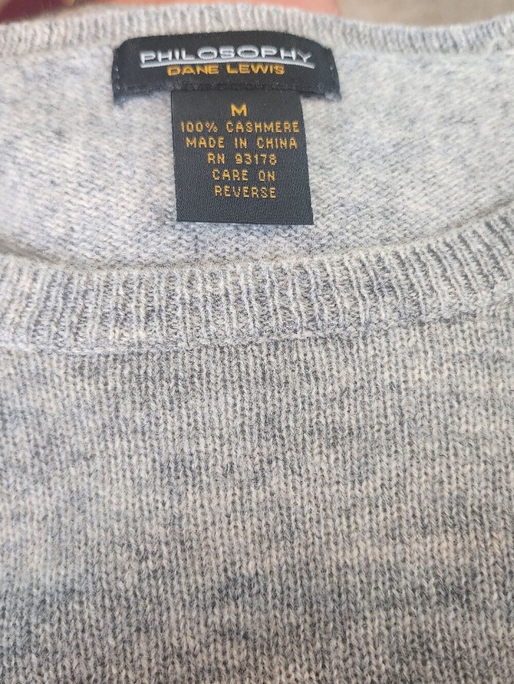 Philosophy Dane Lewis 100% Cashmere Heather Light Crewneck Sweater, Size Medium